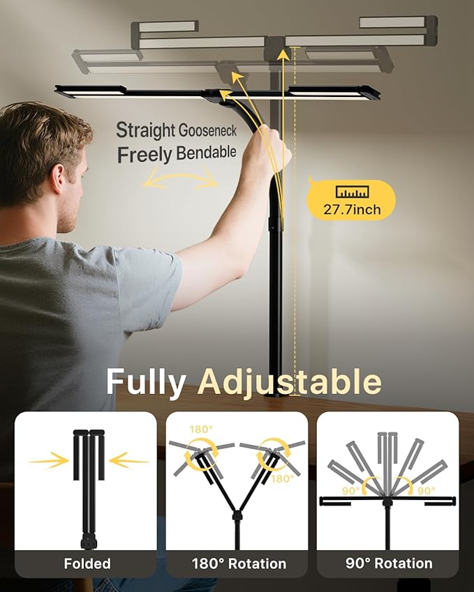 ONEMIX 42" LED Desk Lamp with Clamp, Architect Desk Light with Remote, - Image 2