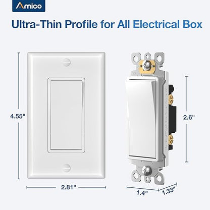 Amico 50 Pack Single Pole Light Switch - Image 4