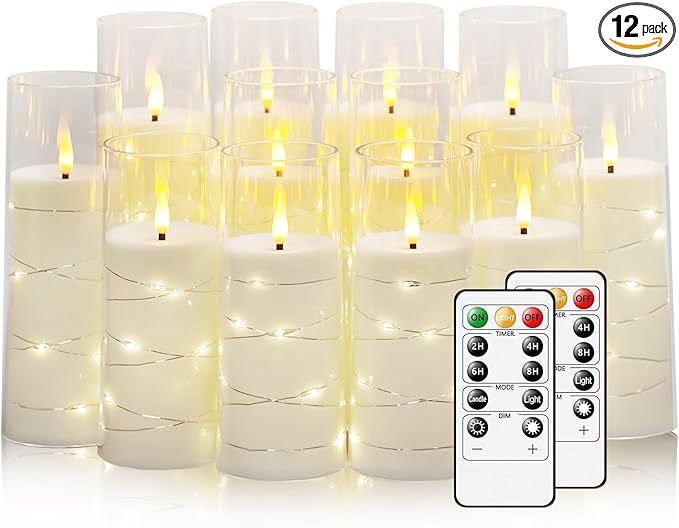 Flameless Candles with Embedded Star String, Suitable by Eebuss