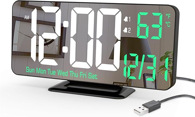 KOSUMOSU Desk Clock 6.7in Black Digital Alarm Clock by KOSUMOSUTECHNOLOGY