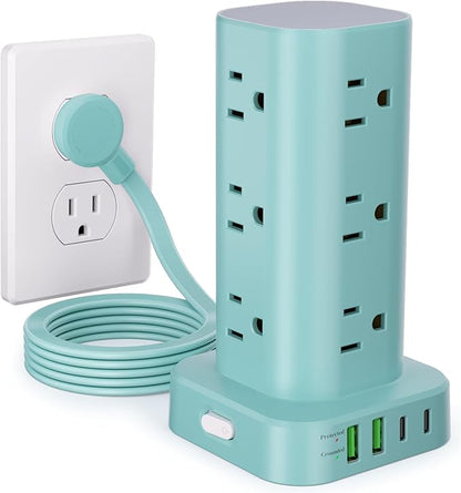 Power Strip Tower with Multiple Outlets, Flat Plug Surge Protector Tower by Unknown
