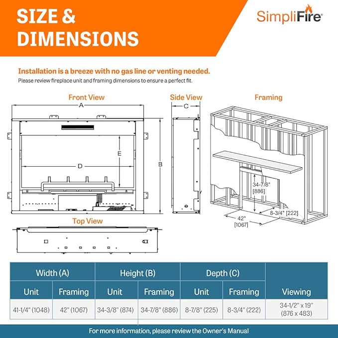 SimpliFire Inception 36-Inch Electric Fireplace - Image 7