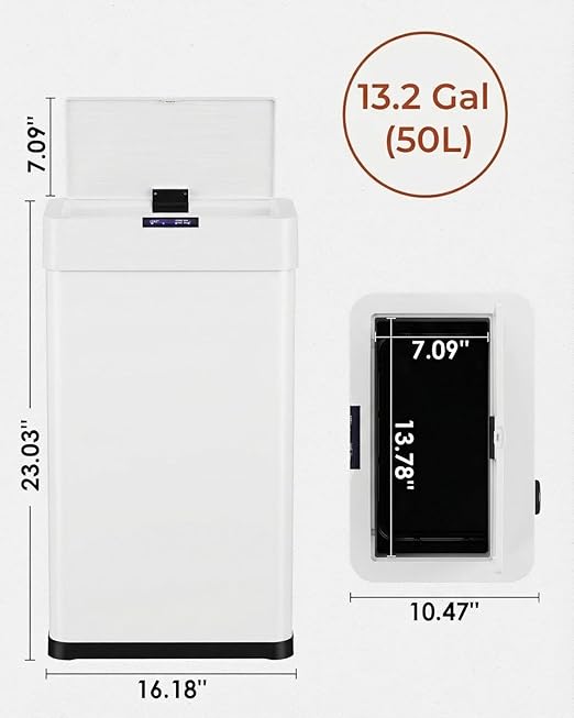TLSUNNY 13.2 Gallon Motion Sensor Trash Can, Touchless Automatic Garbage Can - Image 2