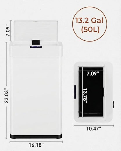 TLSUNNY 13.2 Gallon Motion Sensor Trash Can, Touchless Automatic Garbage Can - Image 2