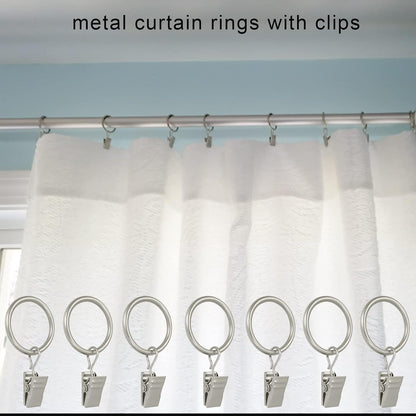 WeeksEight 44 Pack Matte Silver Curtain Rings with Clips, Curtain Hooks Hangers Clip Rings for Hanging Drapes Bows Hat, Drapery Rings 1 in I D, Fits up to 5/8 in Diameter Curtain Rod.
