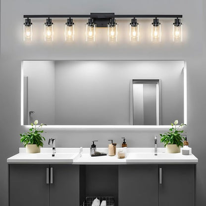 DIKAIDA 8 Light Bathroom Vanity Lights Over Mirror, 52inch Black Vanity Lights - Image 5