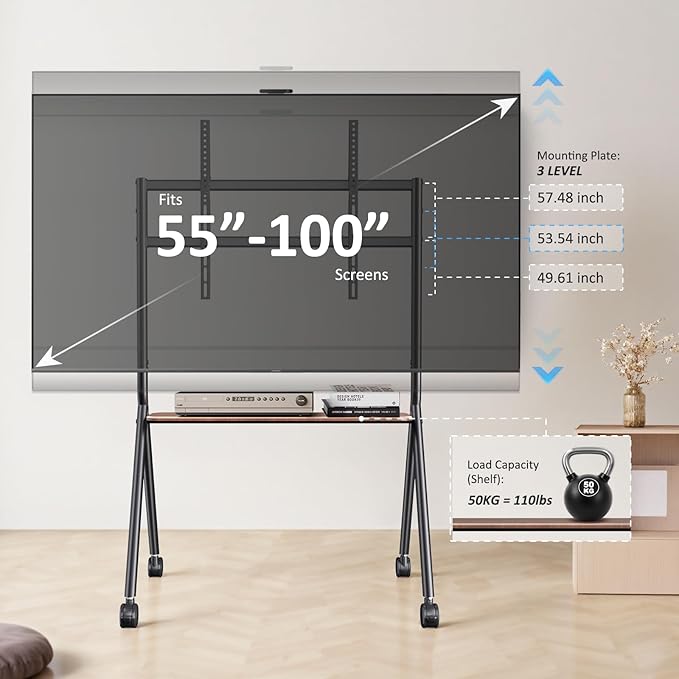 Glidesync Smart Board Stand for 55-100 Inch Interactive Whiteboards, - Image 3