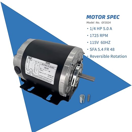 GF2024 Blower Motor 1/4HP 115V 60Hz 1725RPM 48Frame Replaces Packard 45014 Ao - Image 2