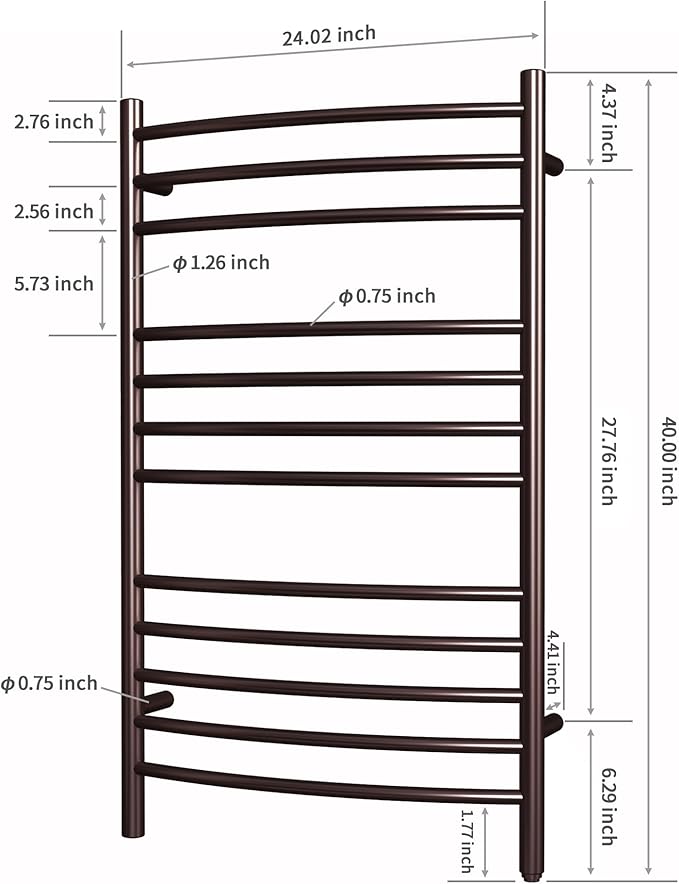 HEATGENE Towel Warmer Venetian Bronze, Electric Hot Towel Rails, Wall-Mounted - Image 4