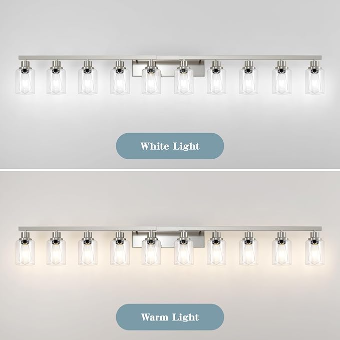 DIKAIDA Brushed Nickel Bathroom Vanity Light, 10-Light Vanity Lights - Image 8