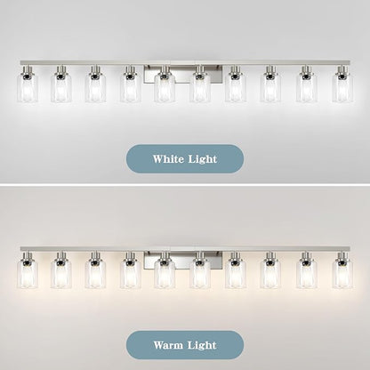 DIKAIDA Brushed Nickel Bathroom Vanity Light, 10-Light Vanity Lights - Image 8