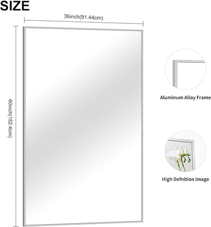 36x60inch Brushed Nickel Bathroom Mirror, Large Rectangular Wall Mirrors - Image 7