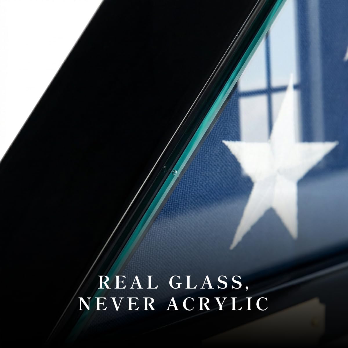Bey-Berk Custom Personalized Solid Wood Triangle Glass Front Flag Display Case, Holds 5' x 9.5' Folded Funeral Flag or Burial Flag - Black