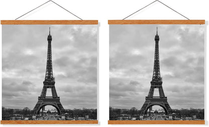 FALAMON 2 Pack Magnetic Poster Hanger Frame, 12x16 12x18 12x24 Teak Wood Magnet Poster Frame for Hanging Posters, Prints, Photos, Pictures, Maps, Scrolls, and Canvas Artwork