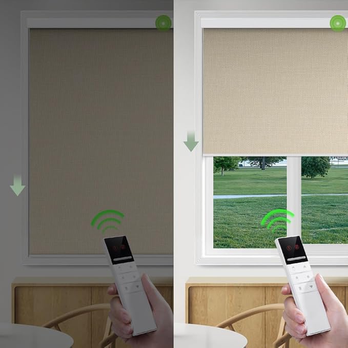 ZSHINE Motorized Blackout Roller Blinds Customize Width Remote Control Wireless - Image 3