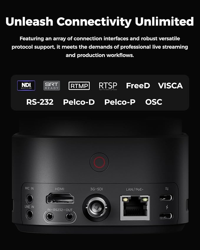 OBSBOT Tail 2 PTZR NDI Camera 4K@60FPS, Pro AI Tracking, 1/1.5" CMOS, 5X - Image 7