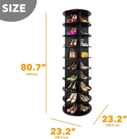SpaceAid 9 Tier Rotating Shoe Rack Tower, Spinning Shoe Display Lazy Susan - Image 2