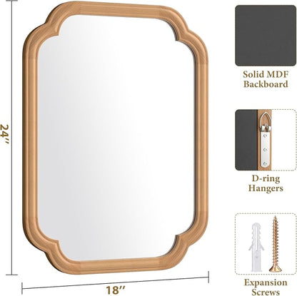 Natural Wood Framed Mirror, 18X24 Inch Bathroom Mirror - Image 5