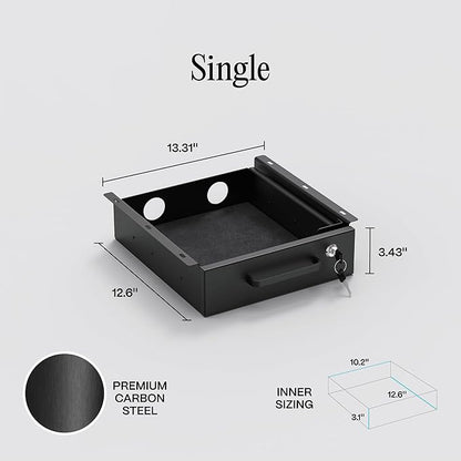 Under Desk Drawer Slide-Out – Lockable Metal Storage Drawer - Image 2