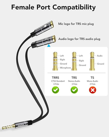 KINGTOP 3.5mm Headphone Mic Splitter Adapter - Image 2