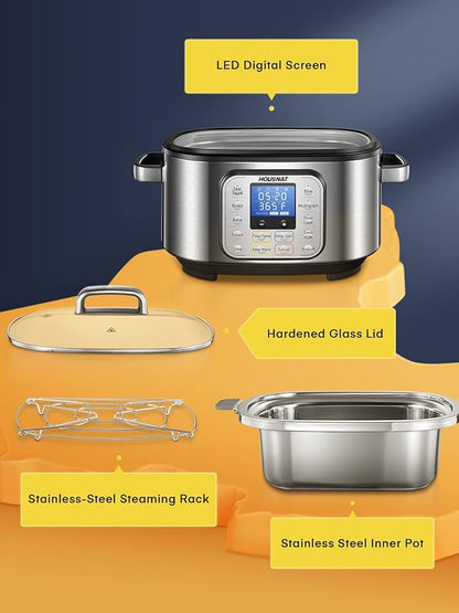 HOUSNAT Slow Cooker, 10 in 1 Programmable Cooker, 304 Stainless Steel Rice - Image 5