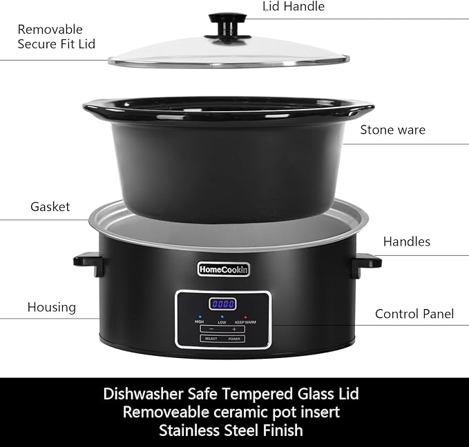 HOMECOOKIN 8 Quart Programmable Slow Cooker, Kitchen Appliances, Perfect - Image 4