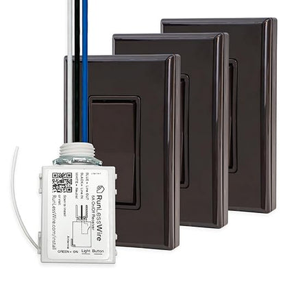 RunLessWire 4-Way Battery-Free DIY Wireless Light Switch Kit 150ft RF Range by RunLessWire