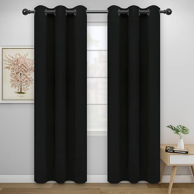 Easy-Going Blackout Curtains for Bedroom, Solid Thermal Insulated Grommet and by Easy-Going