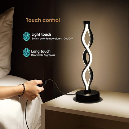 NUÜR Infinity Spiral LED Table Lamp Black, Dimmable Metallic Bedside Lamp - Image 4