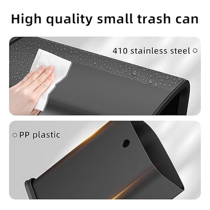 2.6 Gal Black Bathroom Trash Can, Metal Waste Baskets - Image 5