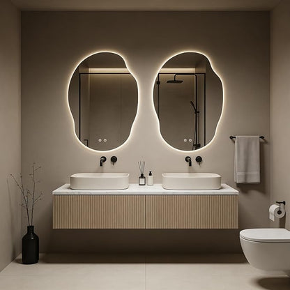 LED Bathroom Mirror with Lights, Asymmetrical Irregular Backlit Vanity Mirror - Image 4