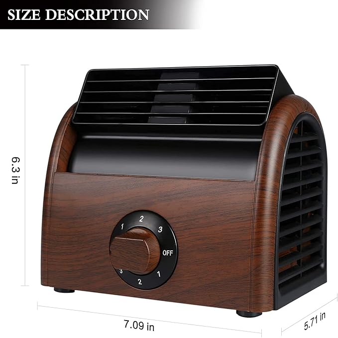 POOCCI Desk Fan Personal Quiet Powerful Small Table Fans Retro Bladeless Fans - Image 3