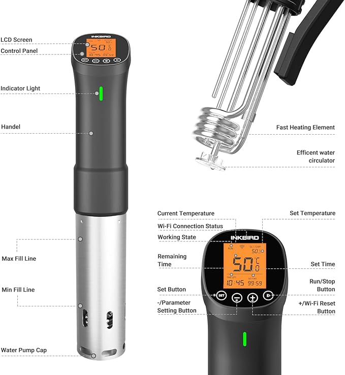 INKBIRD Wifi Sous Vide Cooker, 1000W Sous Vide Machine, Remote Control - Image 6