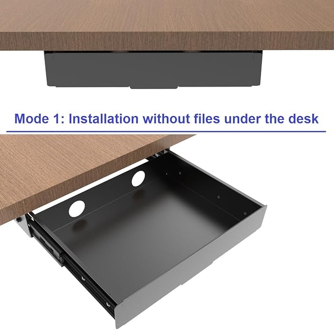 Under Desk Mounted Slide out Drawer, W 13.4" x D 9.3" Storage Organizer - Image 2