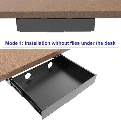 Under Desk Mounted Slide out Drawer, W 13.4" x D 9.3" Storage Organizer - Image 2