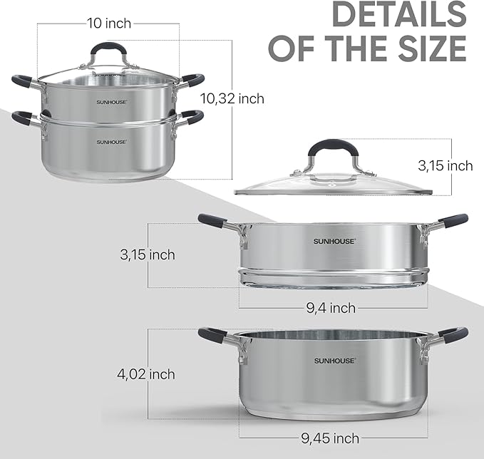 SUNHOUSE - 4.6 Quart Steamer Pots - Image 7