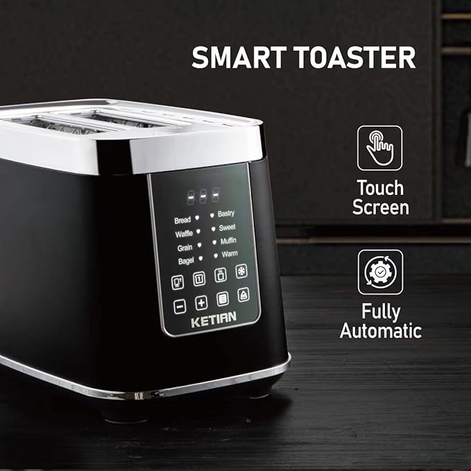 Smart Toaster Touchscreen, KETIAN Automatic Electric Digital Toaster 2 Slice - Image 2