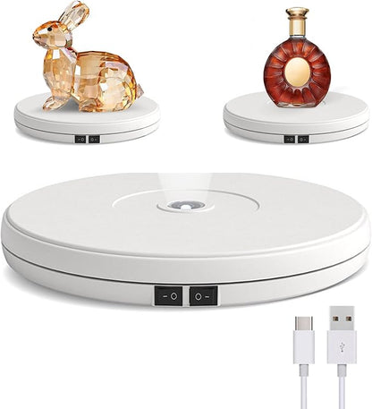 YVV LED Rotating Display Stand White 10 Inch 360° Motorized Turntable by YVV