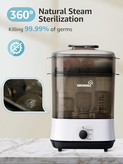Grownsy Adjustable 4 in 1 Large Bottle Sterilizer and Dryer, 8 Bottles Capacity - Image 2