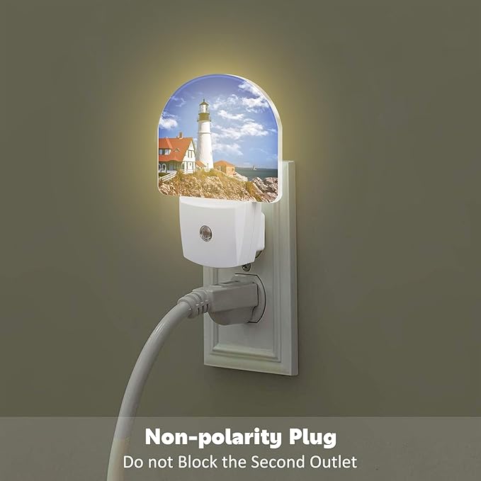 sndheke Beautiful White Lighthouse Night Light Plug into Wall, Ocean Seaside - Image 4