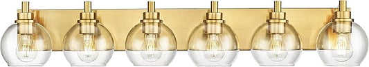 METWET Bathroom Light Fixtures, 6 Light Brushed Gold Vanity Light, 38 Inch by Metwet