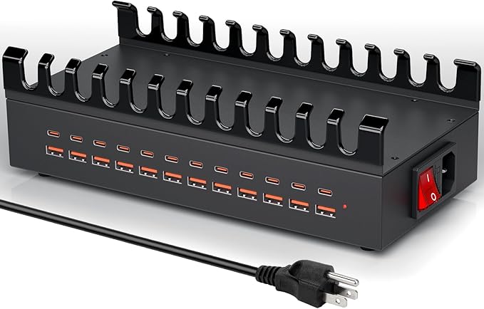 300W USB Charging Station for Multiple Devices, 24 Port USB C Fast Charging by polisak