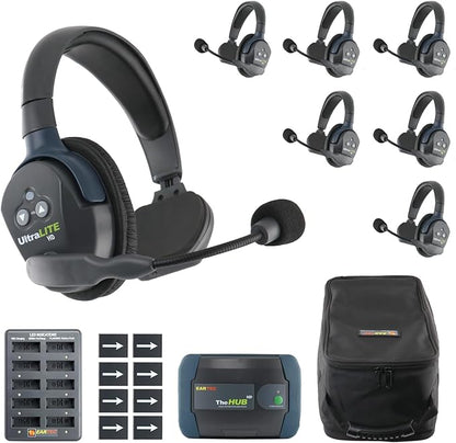 EARTEC HUB7S Ultralite-HD 7 Person Full Duplex Wireless Intercom Headset by Eartec