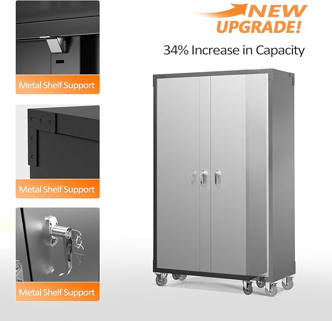 VINGLI Upgraded Wide & Deep Garage Storage Cabinet, Metal Storage Cabinet - Image 7