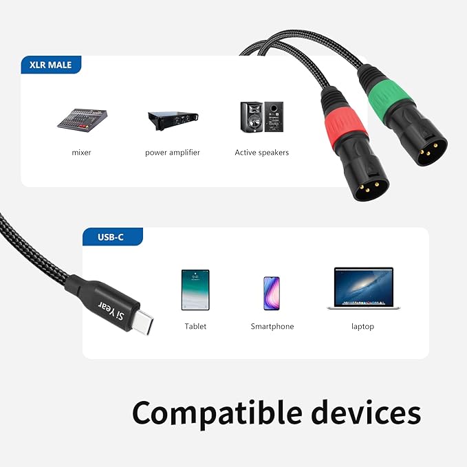 SiYear USB C to Dual XLR Male Audio Cable, Type C to 2 XLR Male Adapter Stereo - Image 5