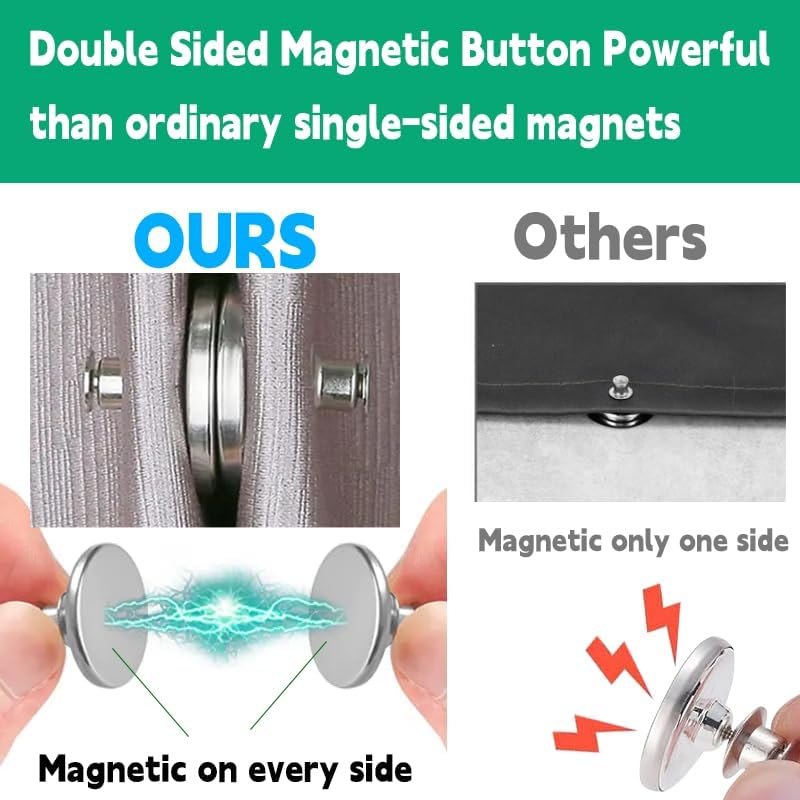 8 Pairs Magnetic Curtain Clips,Double Sided Magnetic Suction Curtain Magnets Closure Prevent Light Leaking Keep Curtain Closed for Home Bedroom Office Curtain Draperies(Sliver)