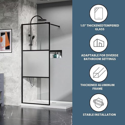 Goodyo Shower Door 34“ X 72” Fixed Frost Tempered Glass Shower Screen Panel - Image 3