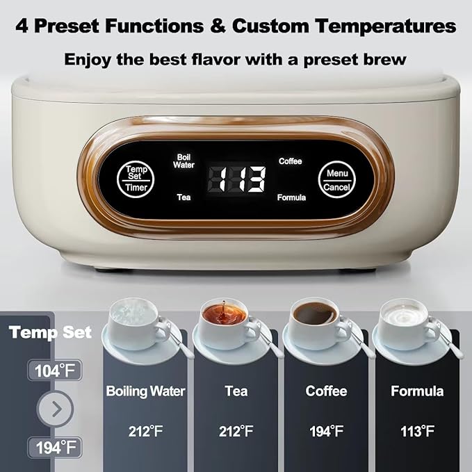 Topwit Electric Tea Kettle, 11 Temperature Control & 4 Presets Glass Kettle - Image 2
