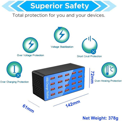 MaxLax USB Charging Station, 20-Port 100W/20A Multi-USB Charger Station - Image 3