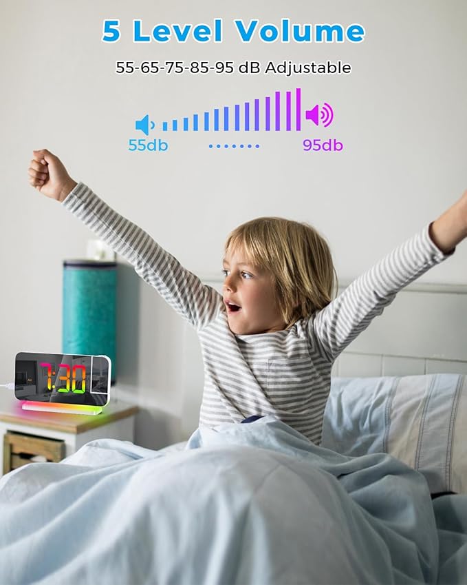 SZELAM Projection Alarm Clock, 7.4" LED Mirror Digital Clocks Large Display - Image 7